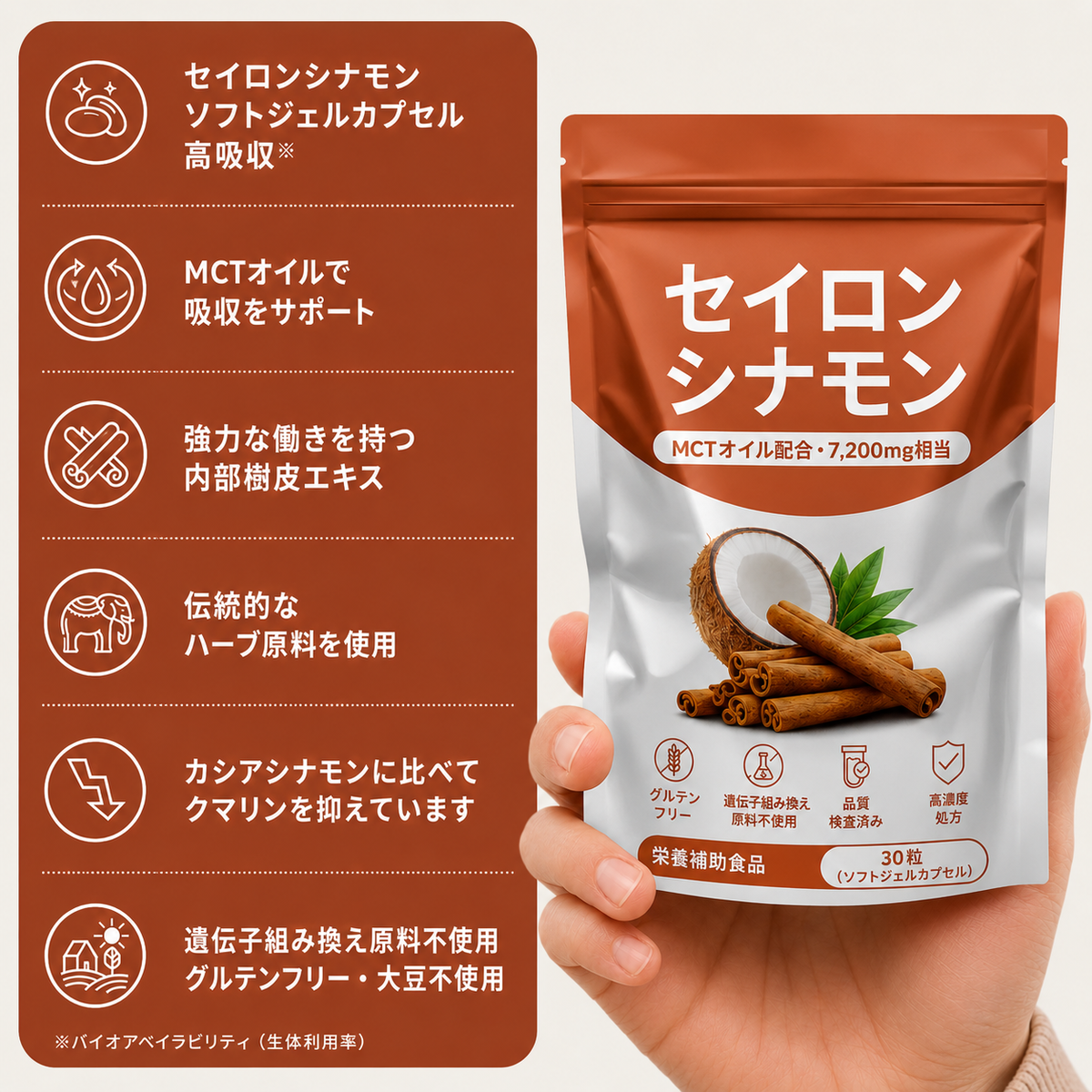 MCTオイル配合・セイロンシナモン 7,200mg相当